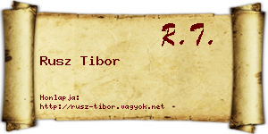 Rusz Tibor névjegykártya